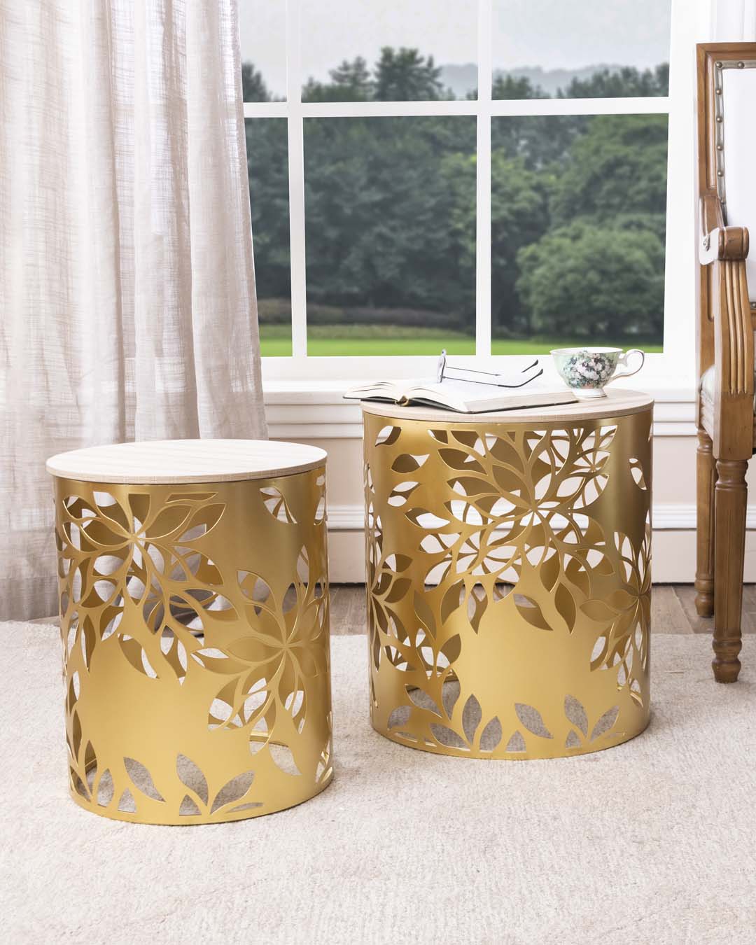 Leaf Cut Nesting Table - Set Of 2 - The Decor Kart 