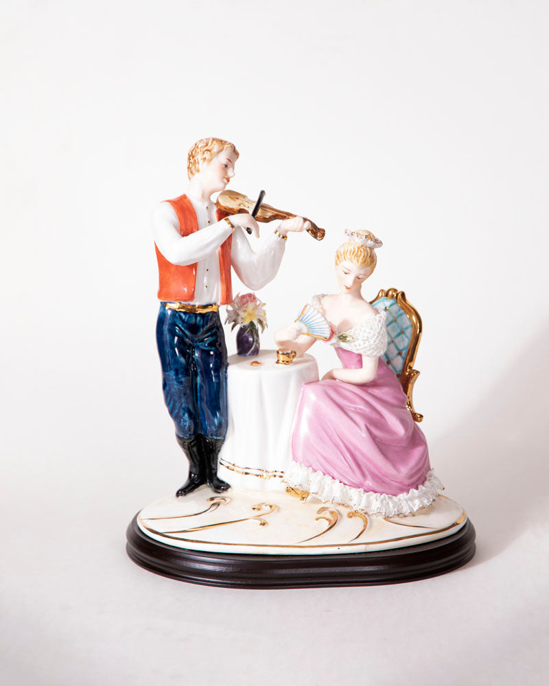 'Violin Playing Couple' Fine Porcelain Figurine 