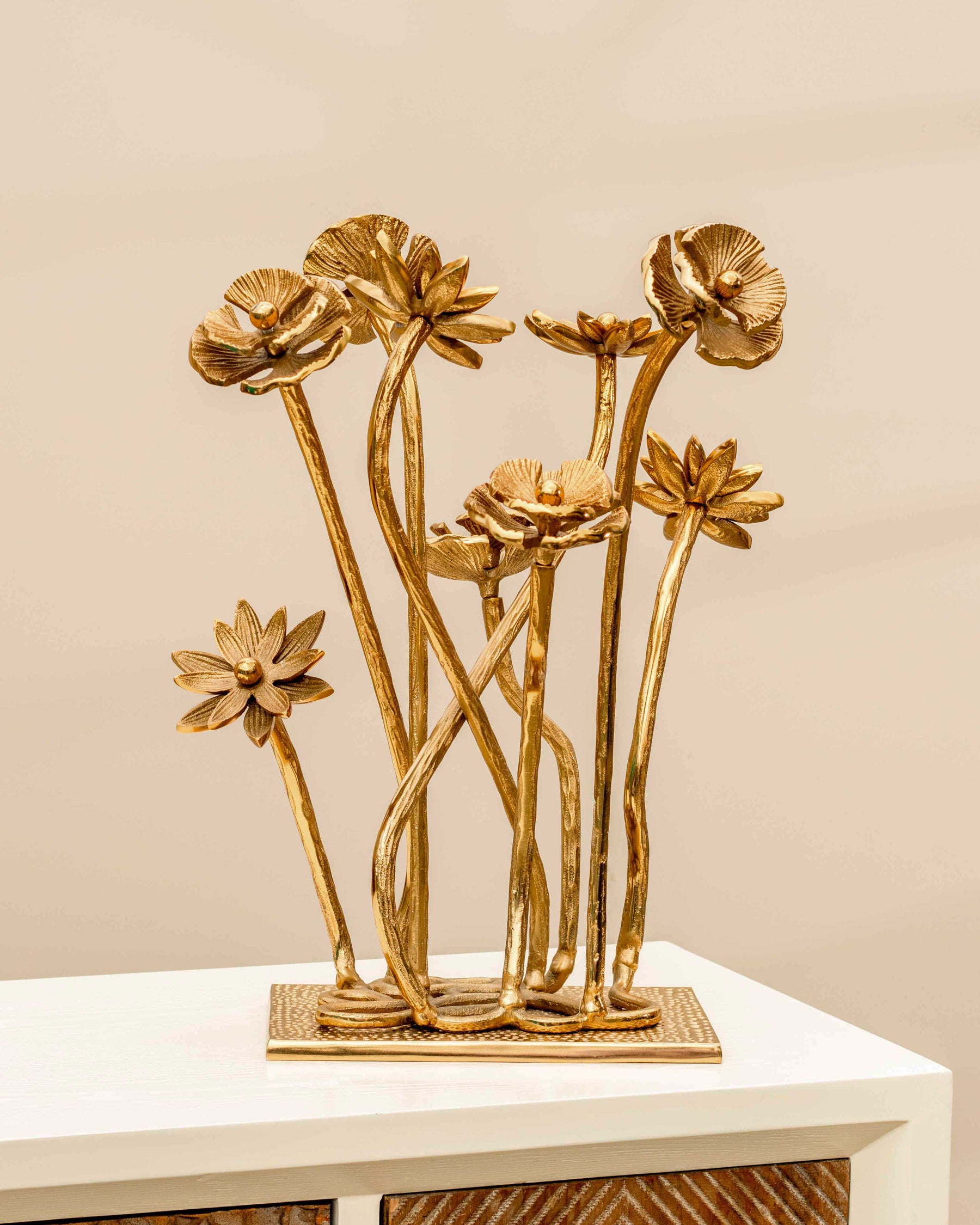 Floral Gilded Tabletop Sculpture - The Decor Kart 