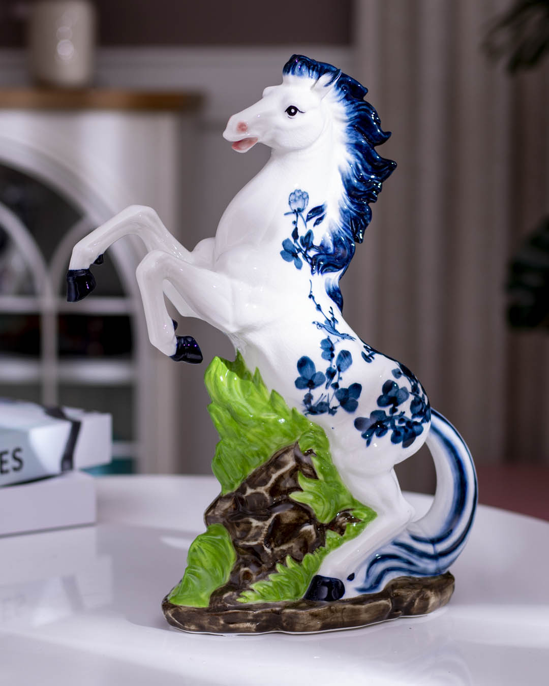 Blue & White Horse Figurine