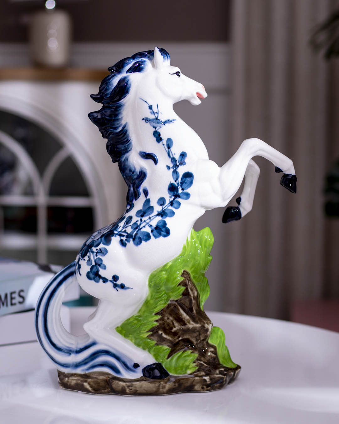 Blue & White Horse Figurine