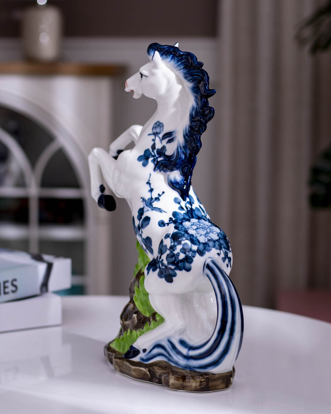 Blue & White Horse Figurine