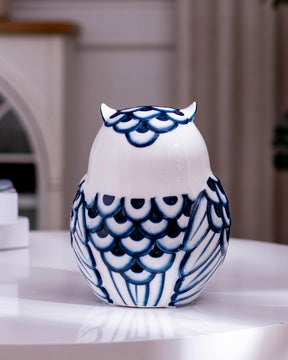Sagebrook White/Blue Ceramic Owl - Set of 2