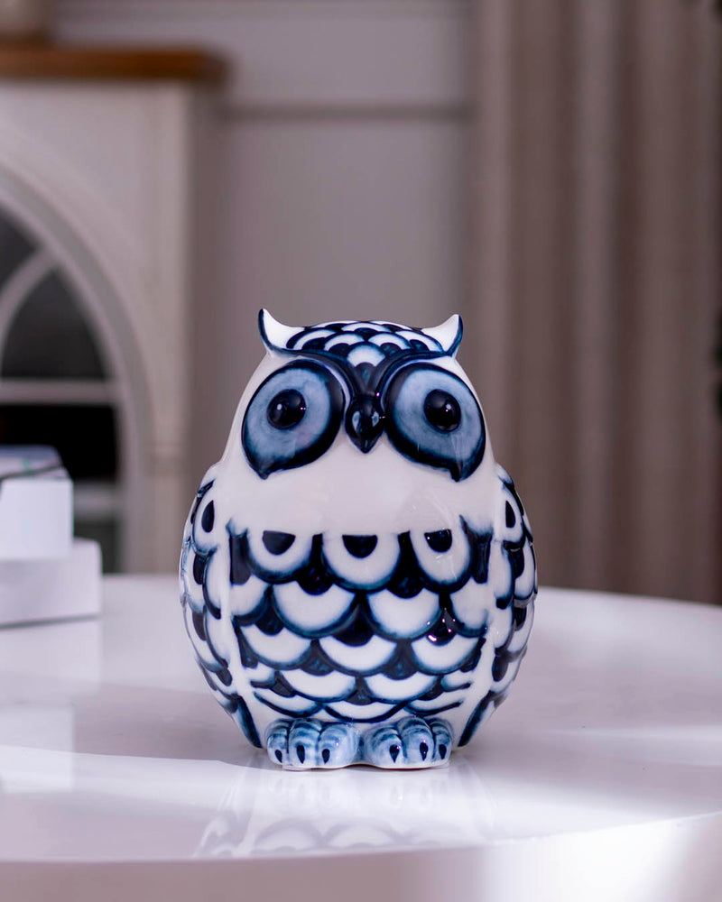 Sagebrook White/Blue Ceramic Owl - Set of 2