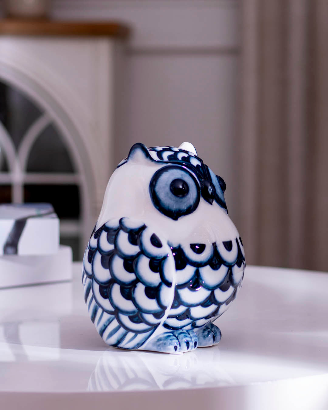 Sagebrook White/Blue Ceramic Owl - Set of 2