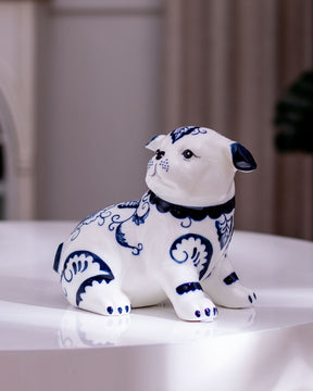 Blue & White Dog Figurines - Set of 2