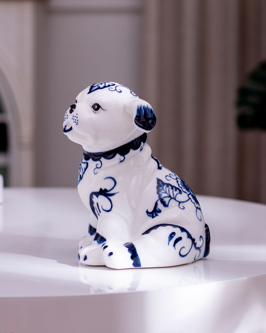Blue & White Dog Figurines - Set of 2
