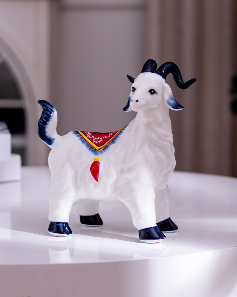 Blue & White Goat Figurines - Set of 2