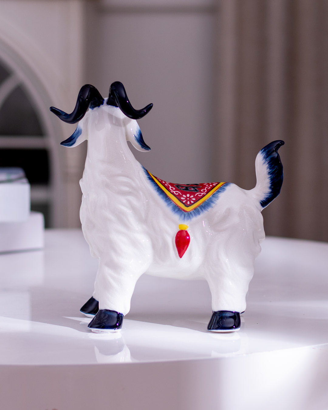Blue & White Goat Figurines - Set of 2