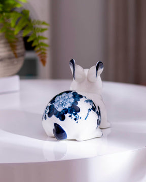Vintage Hand-Painted Blue & White Rabbits - Set of 2