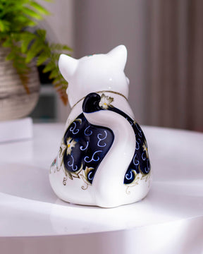 Vintage Hand-Painted Blue & White Cats - Set of 2