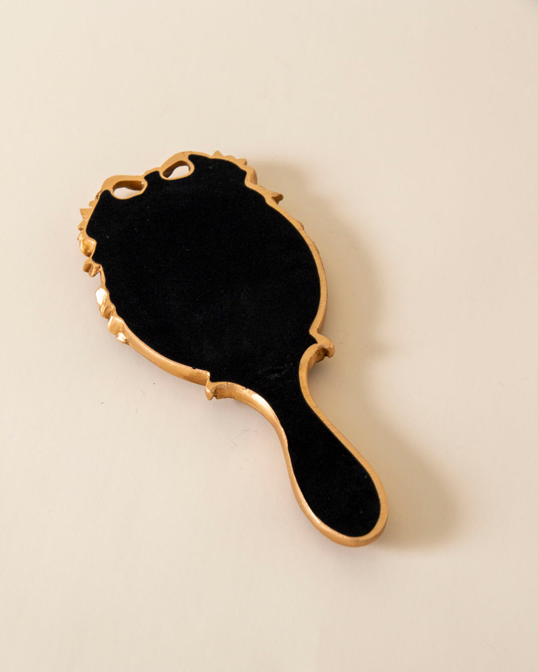 Vintage Aqua Floral Hand Mirror - Gold 