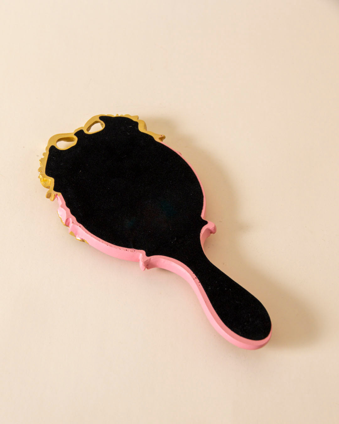 Vintage Aqua Floral Hand Mirror - Pink 