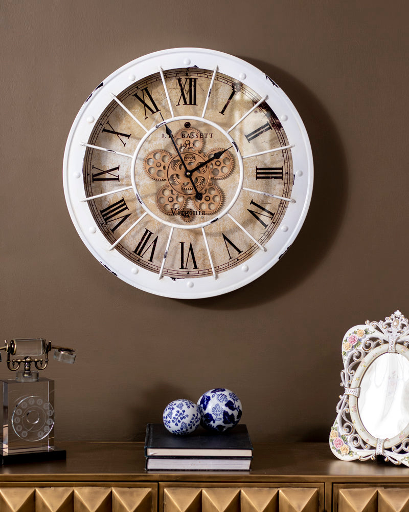 Vintage Roman Dial Clock - White 