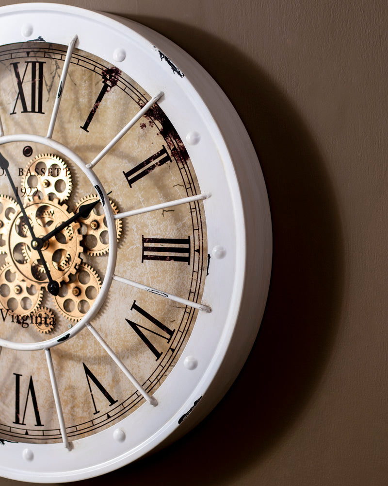 Vintage Roman Dial Clock - White 