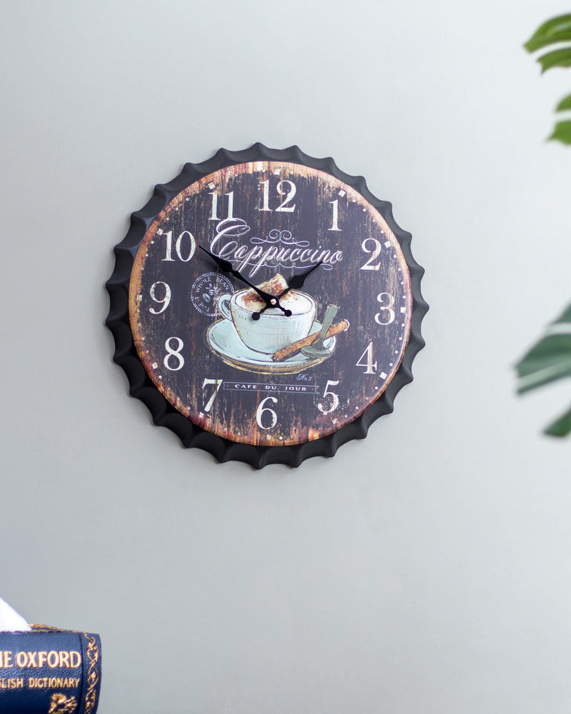 'Cappuccino' Bottle Cap Wall Clock