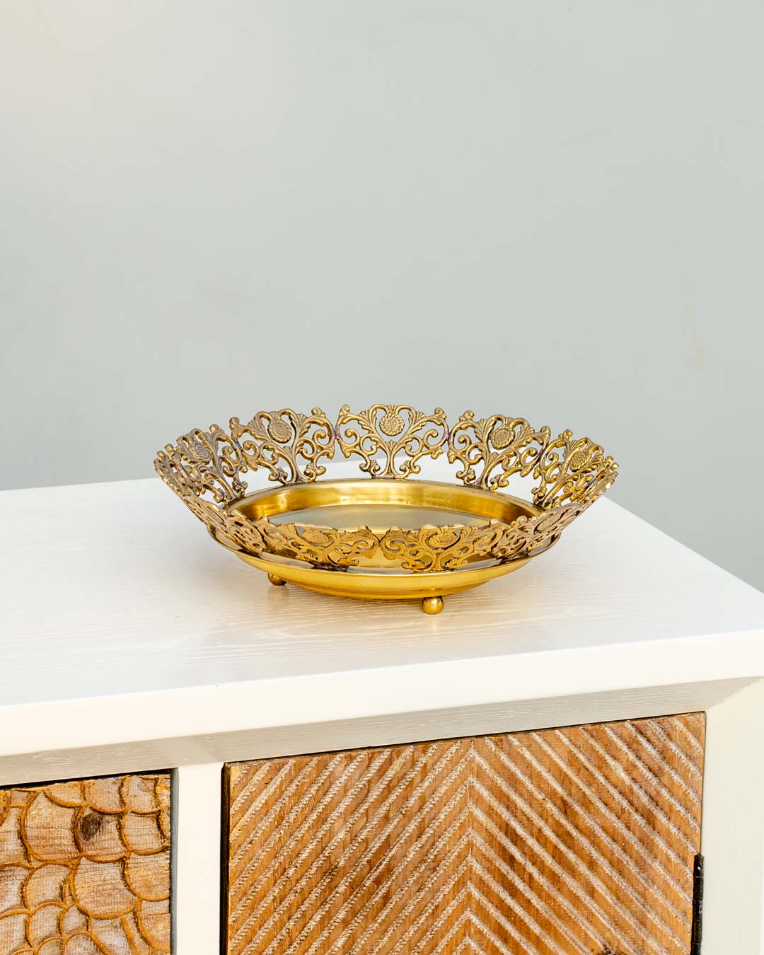 Embroidered Flower Rim Urli Bowl - 8.5" - The Decor Kart 