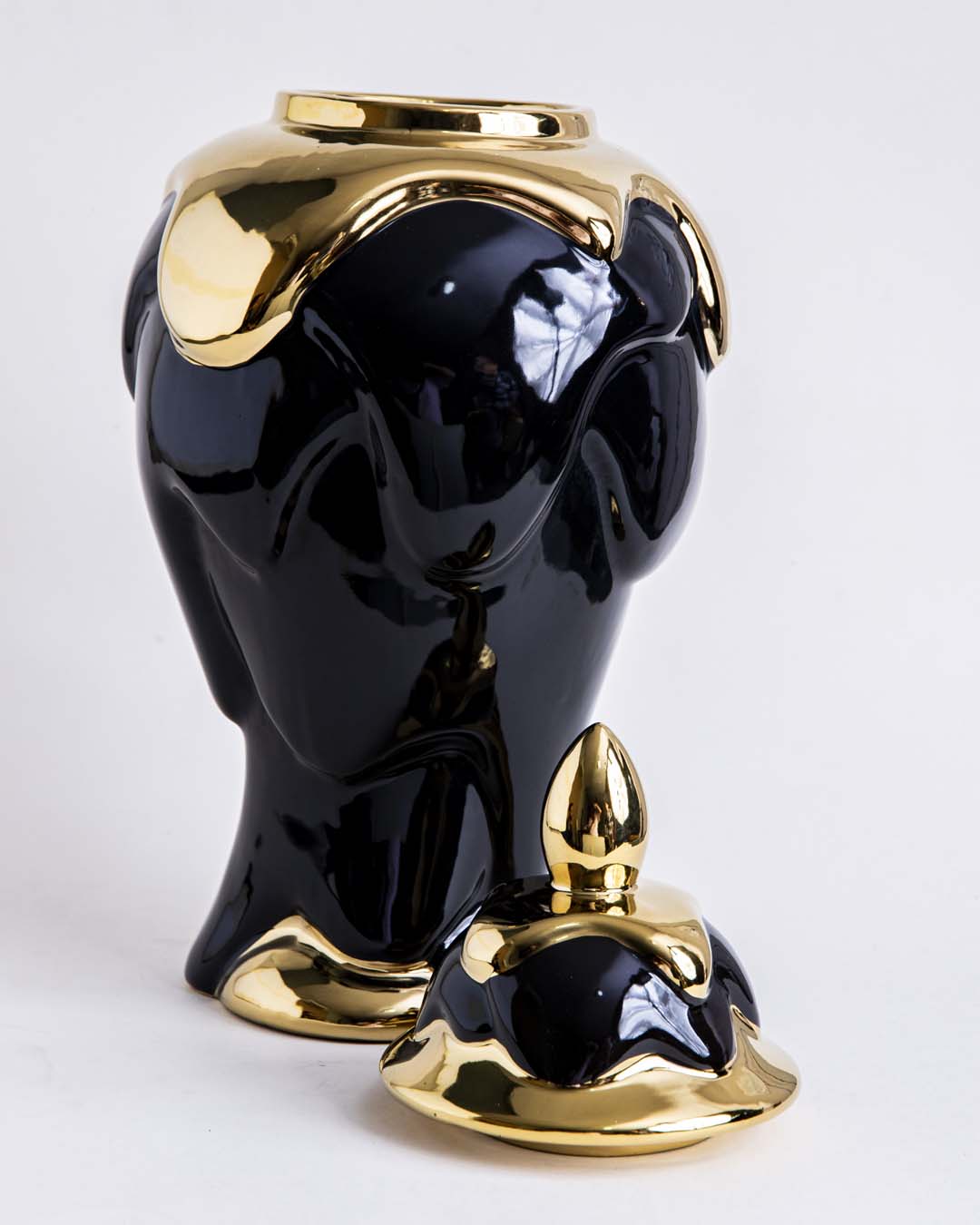 Black + Gold Dripping Paint Temple Jar - Large - The Decor Kart 