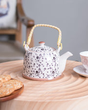 'Black Flower' Ceramic Tea Kettle - The Decor Kart