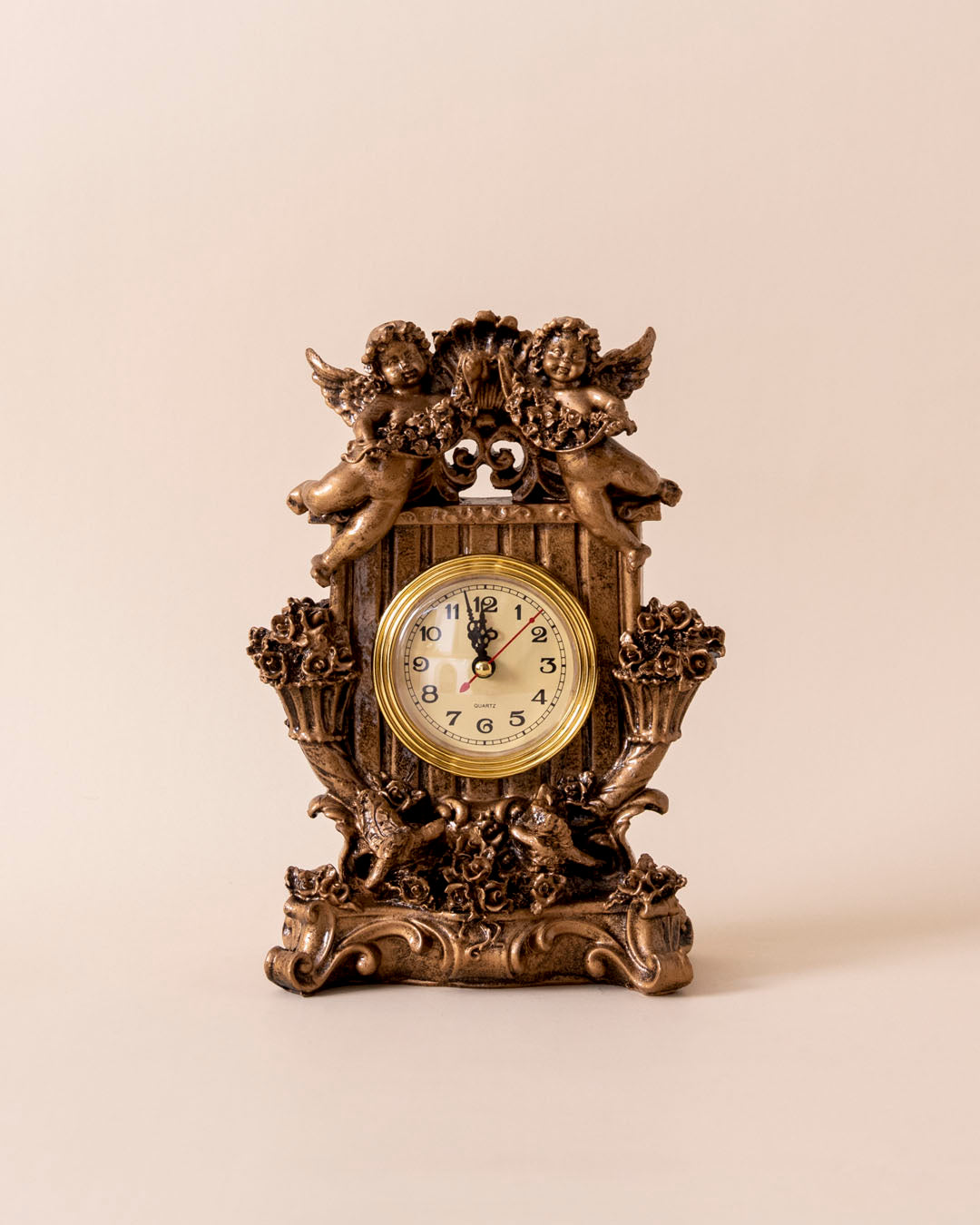 Twin Cherub Antique Table Clock