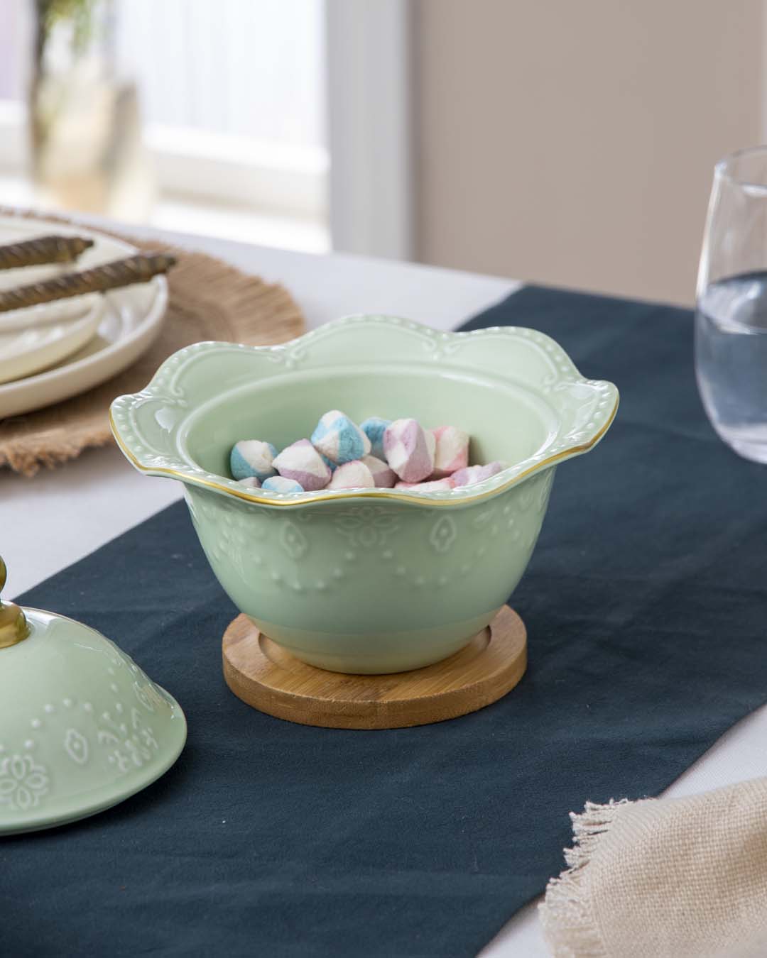 Wavy Edge Candy Buffet Jar - Green 