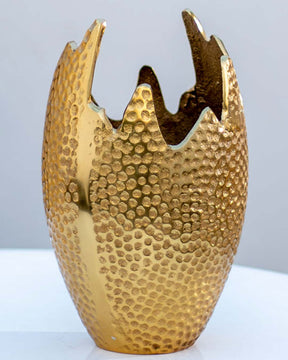 "Broken Egg" Golden Flower Vase - Small