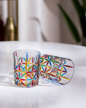 Hand Painted Glass Cup- Set Of 6