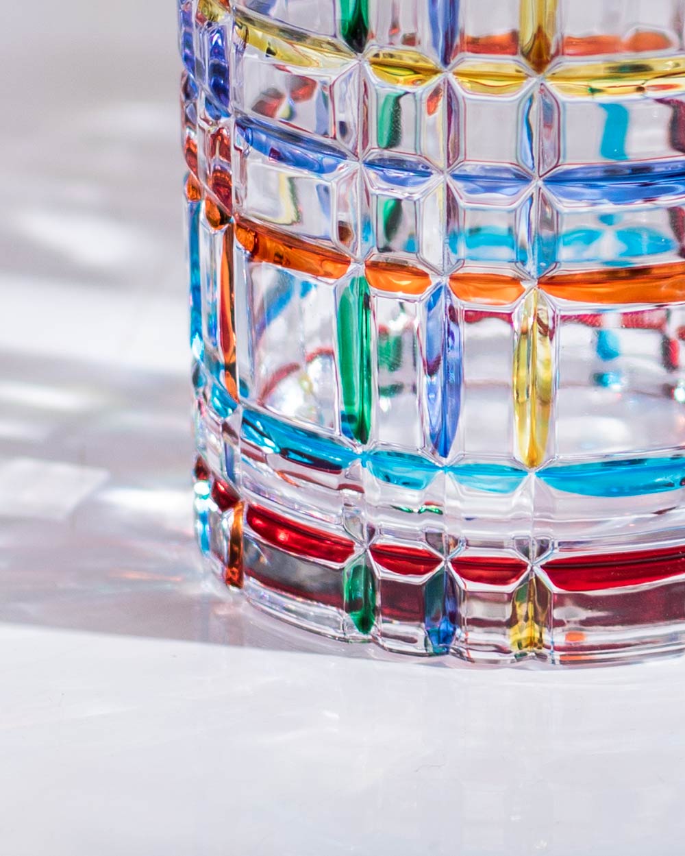 Multicolor Stripe Glass Cup- Set Of 6