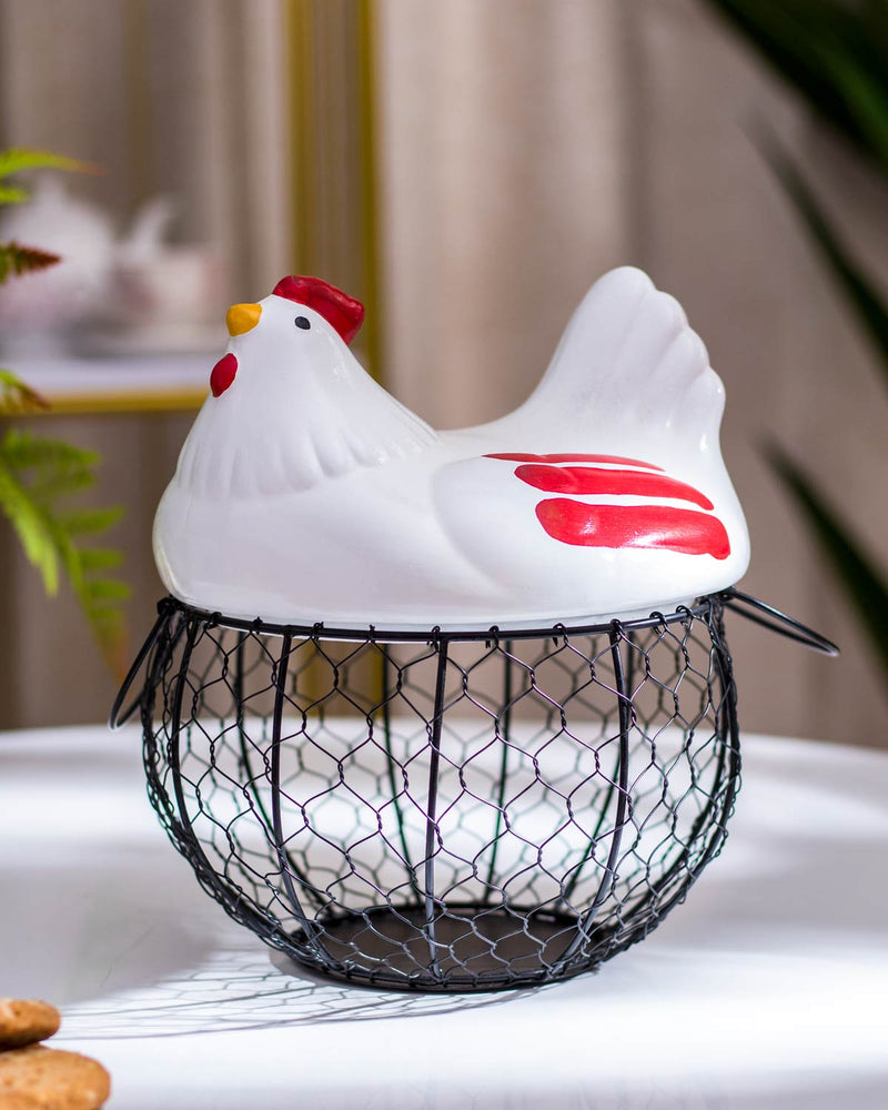 Rooster Basket - White
