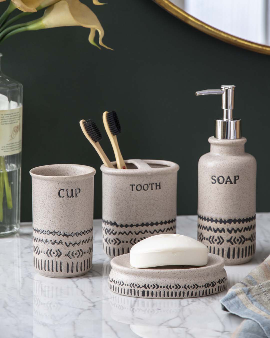 Ava 4-Piece Bath Set - Brown 