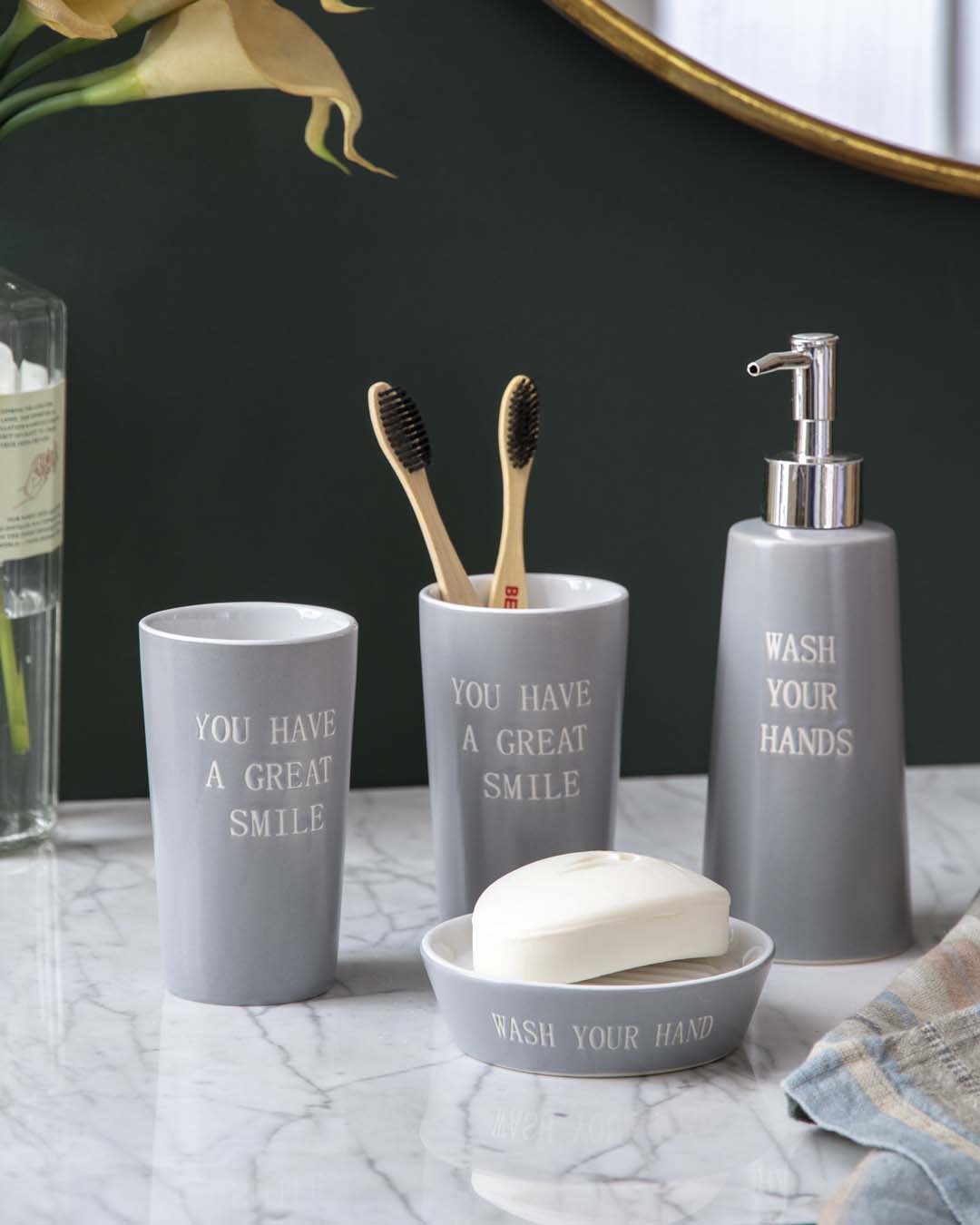 Pastel Perfection 4-Piece Bath Set - Grey 