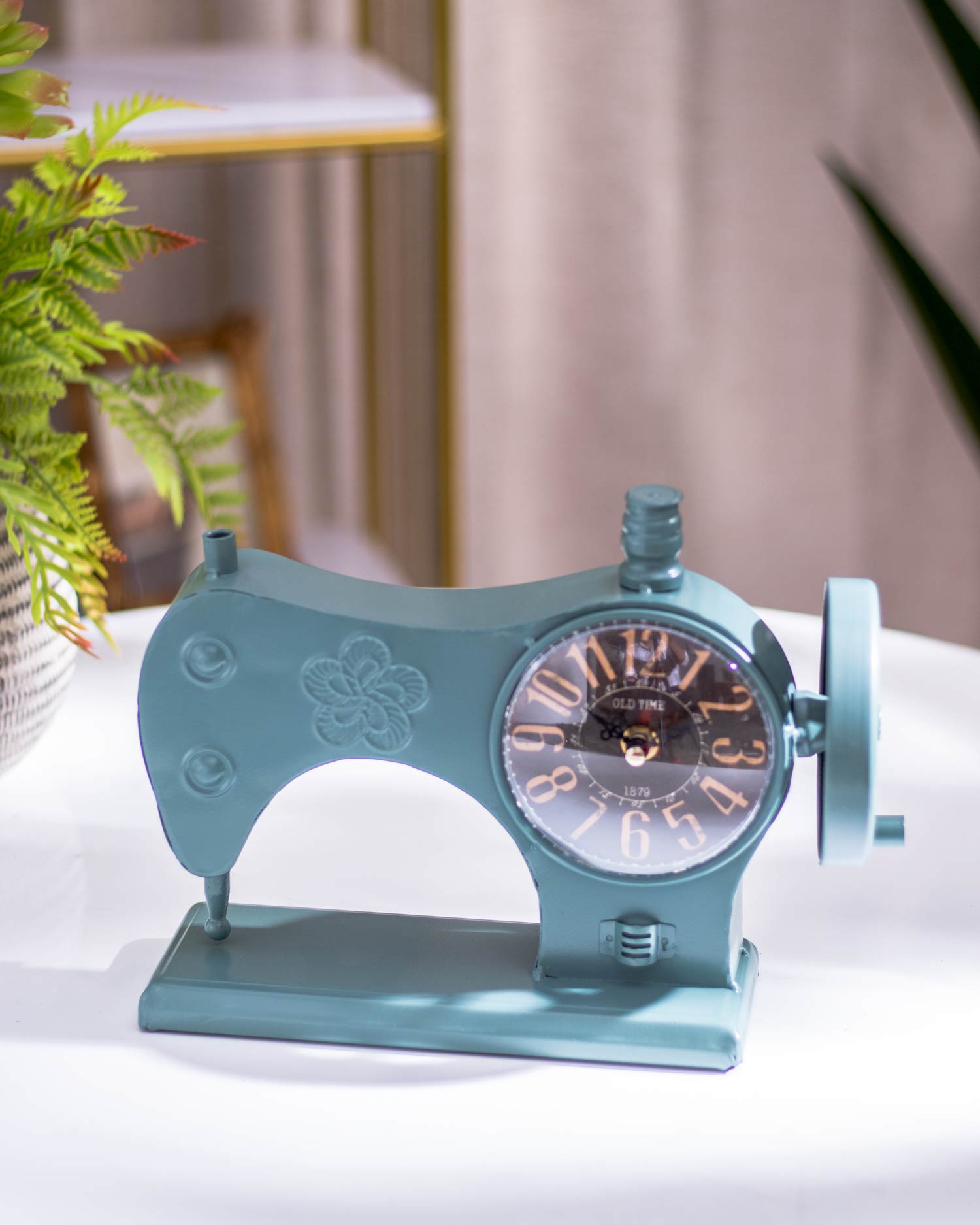 Vintage Sewing Machine Clock - Blue