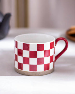 Red & White Nordic Ceramic Mug