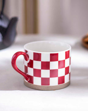 Red & White Nordic Ceramic Mug
