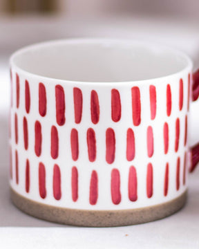 Red & White Nordic Ceramic Mug