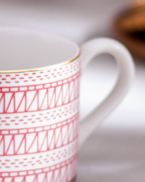 Red & White Nordic Ceramic Mug