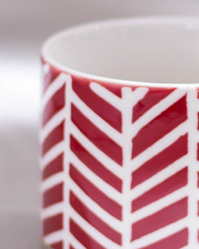 Red & White Nordic Ceramic Mug