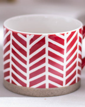 Red & White Nordic Ceramic Mug
