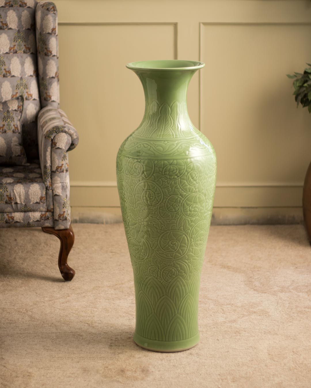 Celadon Green Floor Flower Vase