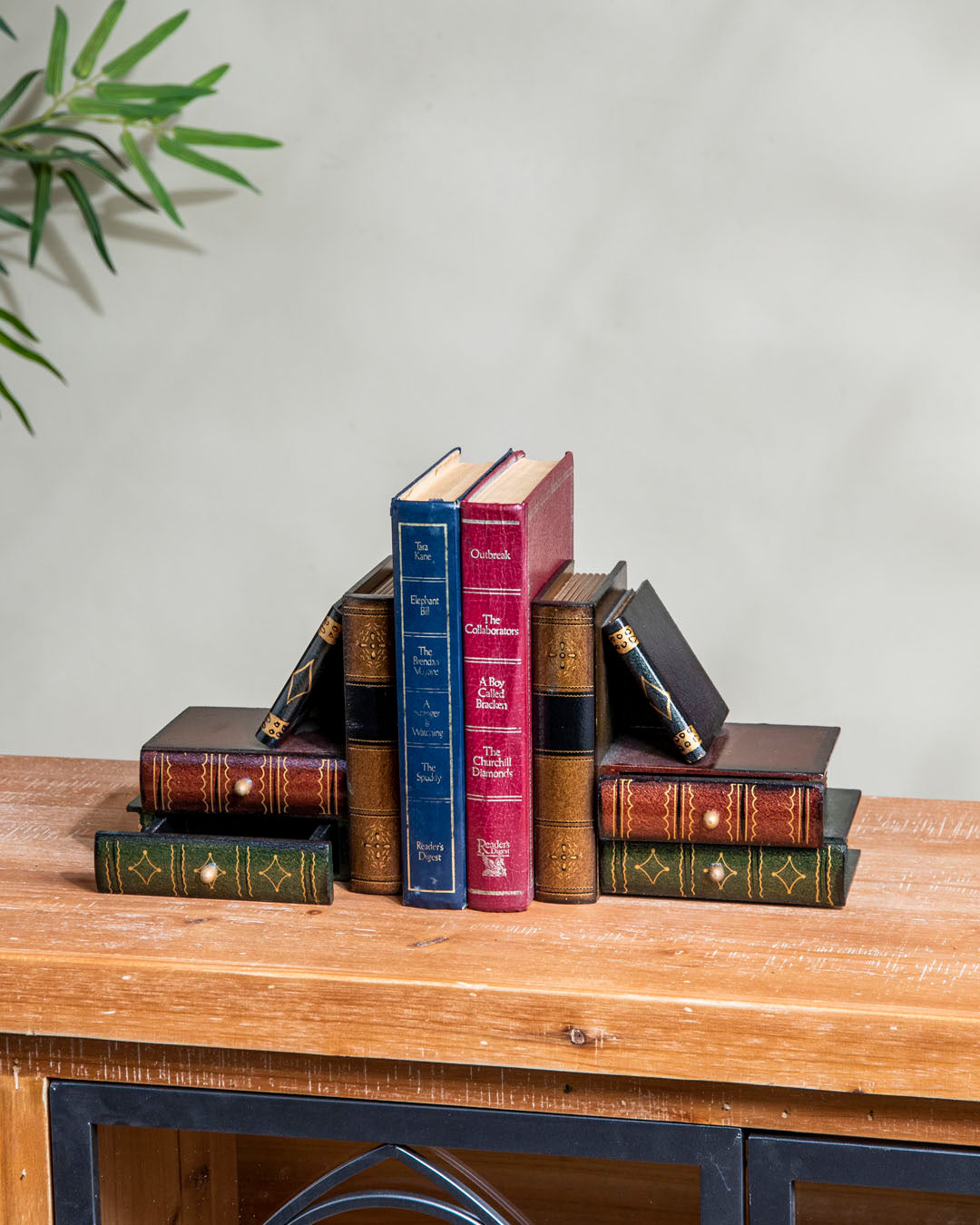 Vintage Library Drawer Bookend Set 