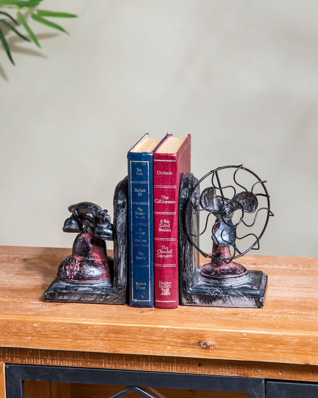 Vintage Fan And Phone Bookends 