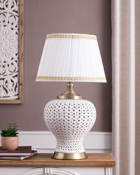 White Lattice Table Lamp