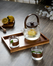 Glass Tea Set With Wooden Accents - 8 Piece Set