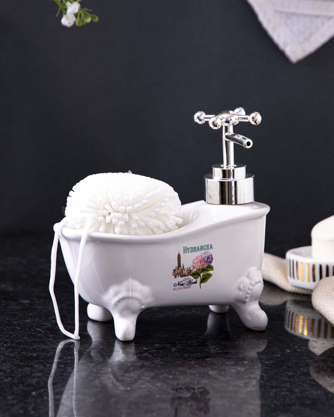 Hydrangea Bath Tub Soap Dispenser 