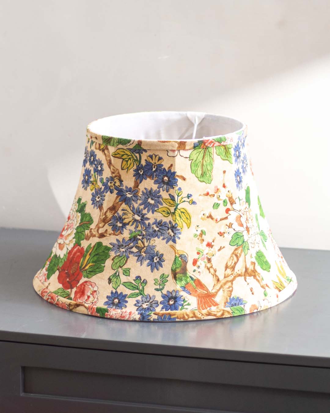 Bird Printed Cotton Empire Lamp Shade - Small