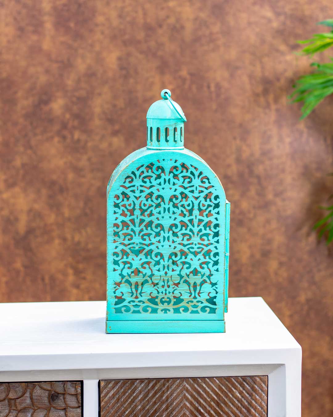 Stunning Turquoise Lantern Candle Stand