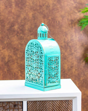 Stunning Turquoise Lantern Candle Stand - 12"