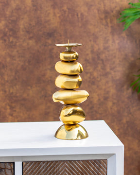 Antique Stone Pillar Candle Stand - Large - The Decor Kart 