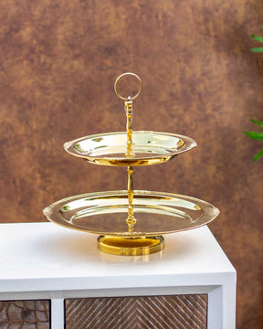 "Gleaming Gold Tower" 2 Tier Cake Stand