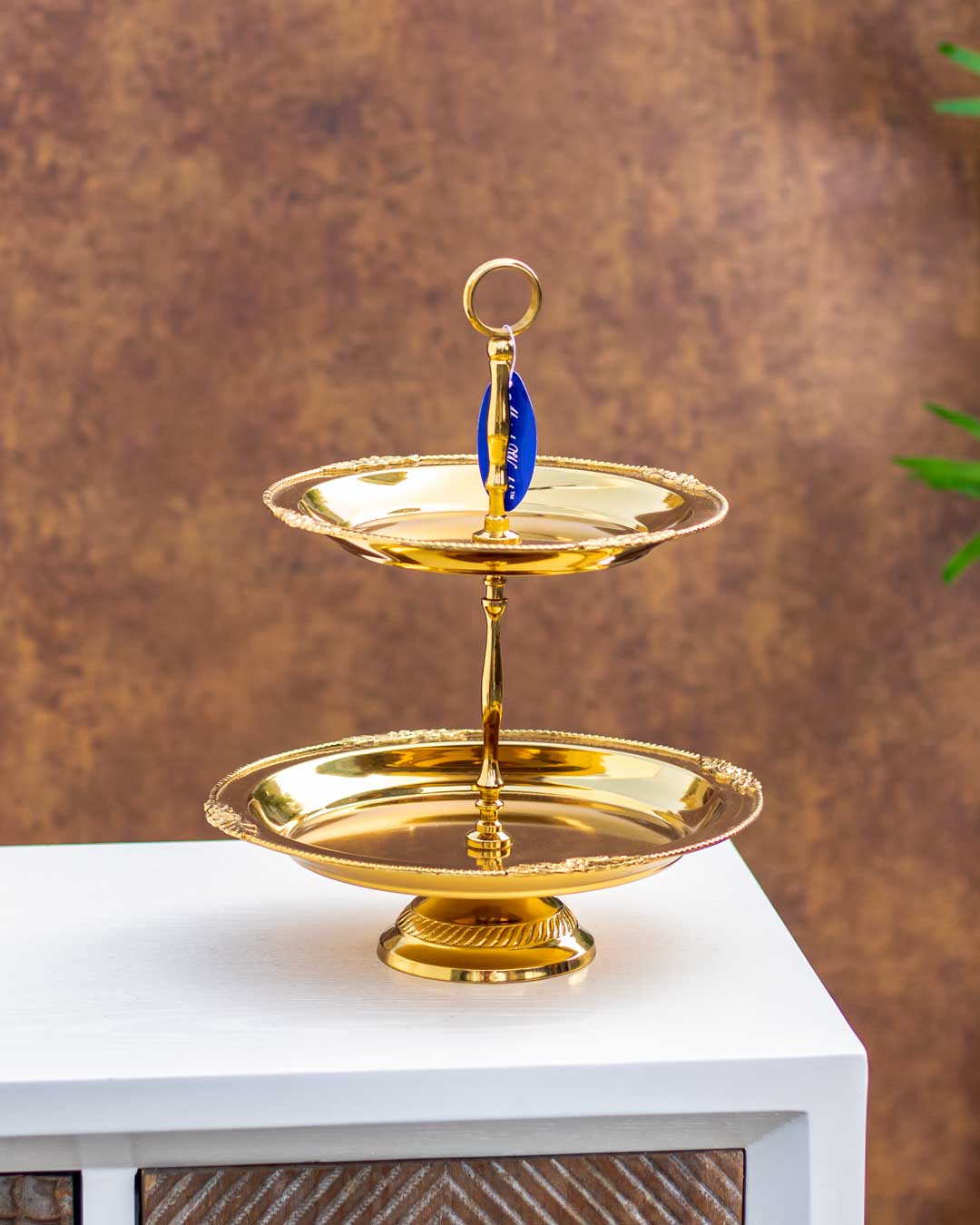 "Gleaming Gold Tower" 2 Tier Cake Stand